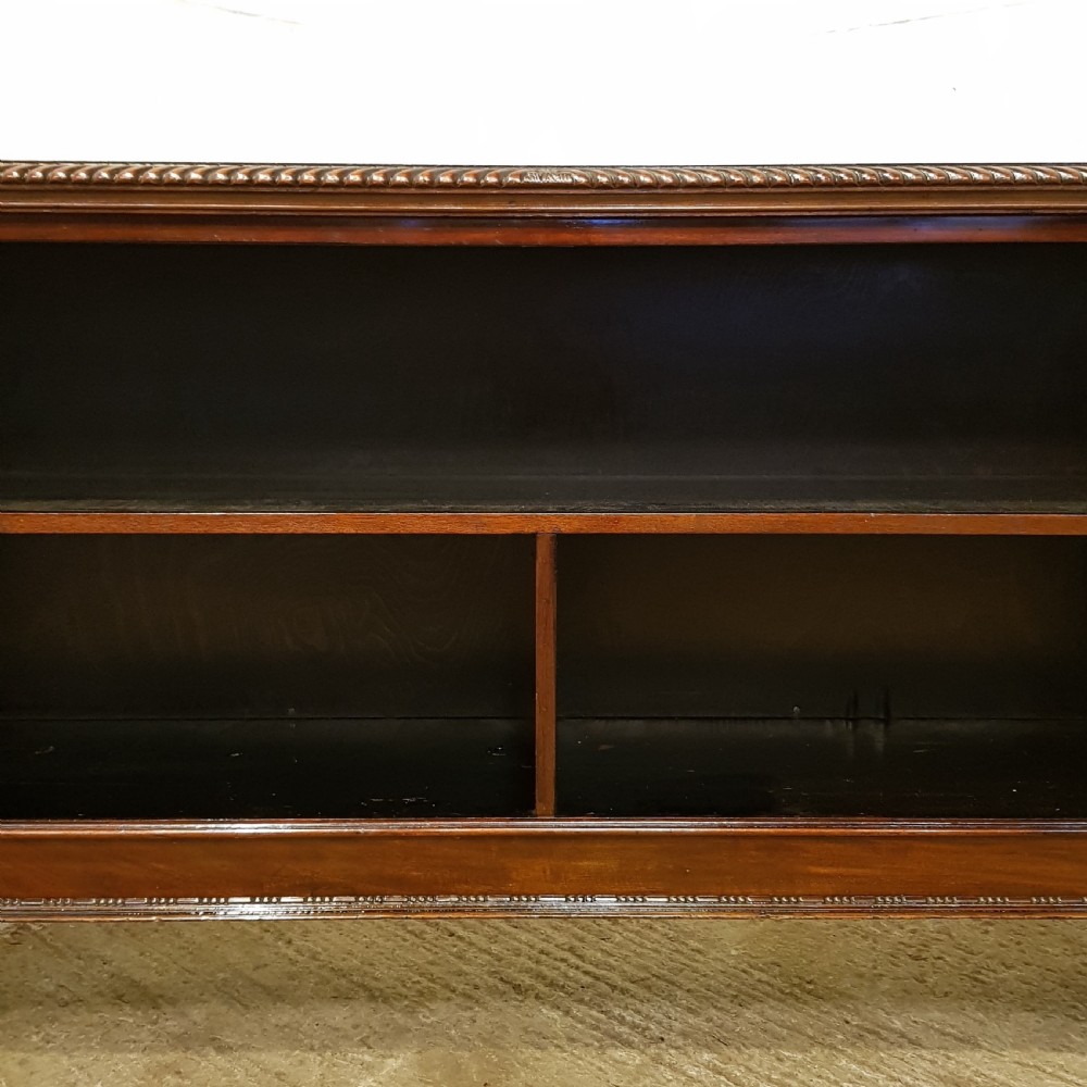 ANTIQUE EDWARDIAN MAHOGANY LONG LOW OPEN BOOKCASE C1900 View III