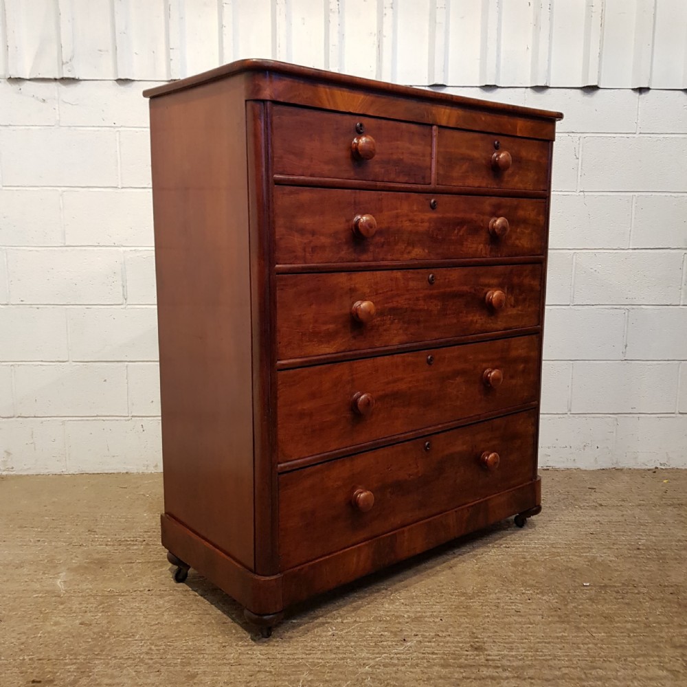 ANTIQUE VICTORIAN MAHOGANY TALL CHEST OF DRAWERS C1880 View IV