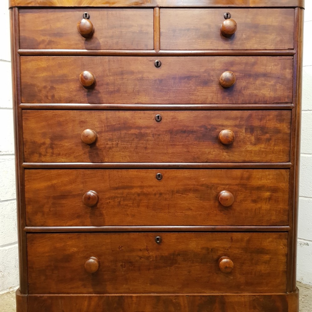 ANTIQUE VICTORIAN MAHOGANY TALL CHEST OF DRAWERS C1880 View VI