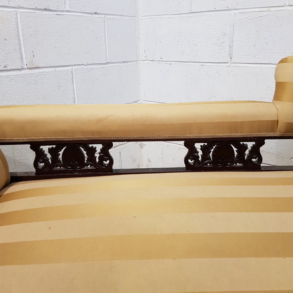 ANTIQUE LATE VICTORIAN MAHOGANY FRAMED CHAISE LONGUE C1890 View III