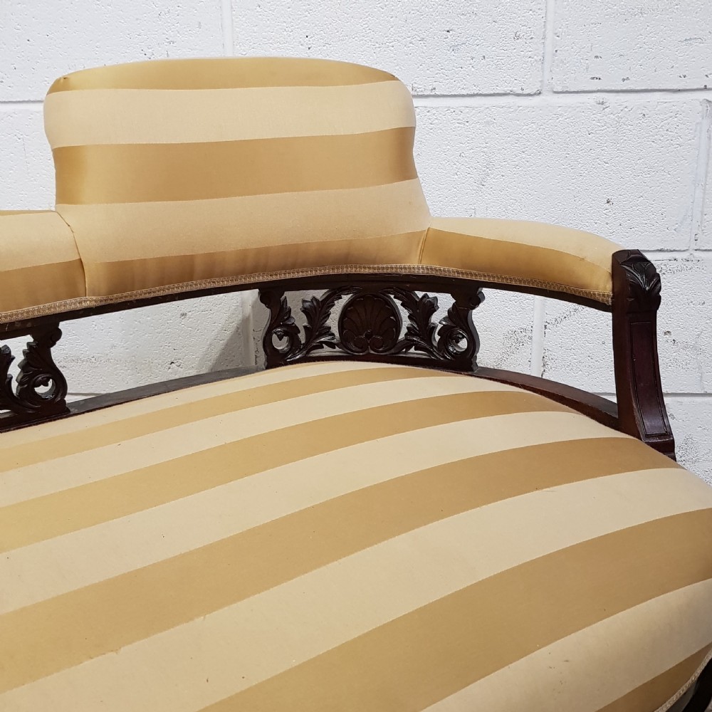 ANTIQUE LATE VICTORIAN MAHOGANY FRAMED CHAISE LONGUE C1890 View V