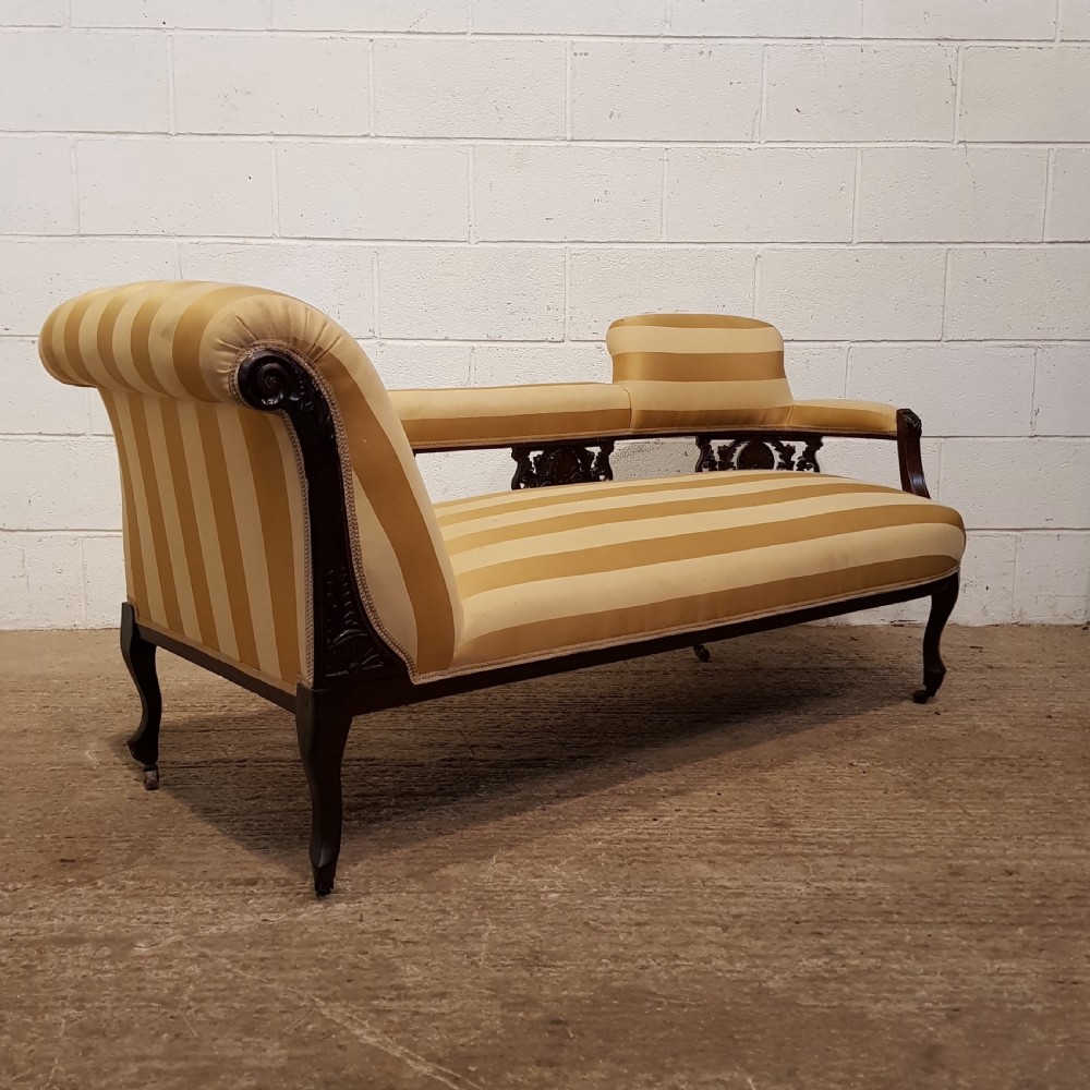 ANTIQUE LATE VICTORIAN MAHOGANY FRAMED CHAISE LONGUE C1890 View VI