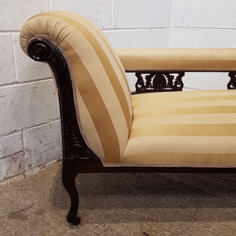 ANTIQUE LATE VICTORIAN MAHOGANY FRAMED CHAISE LONGUE C1890 View VIII