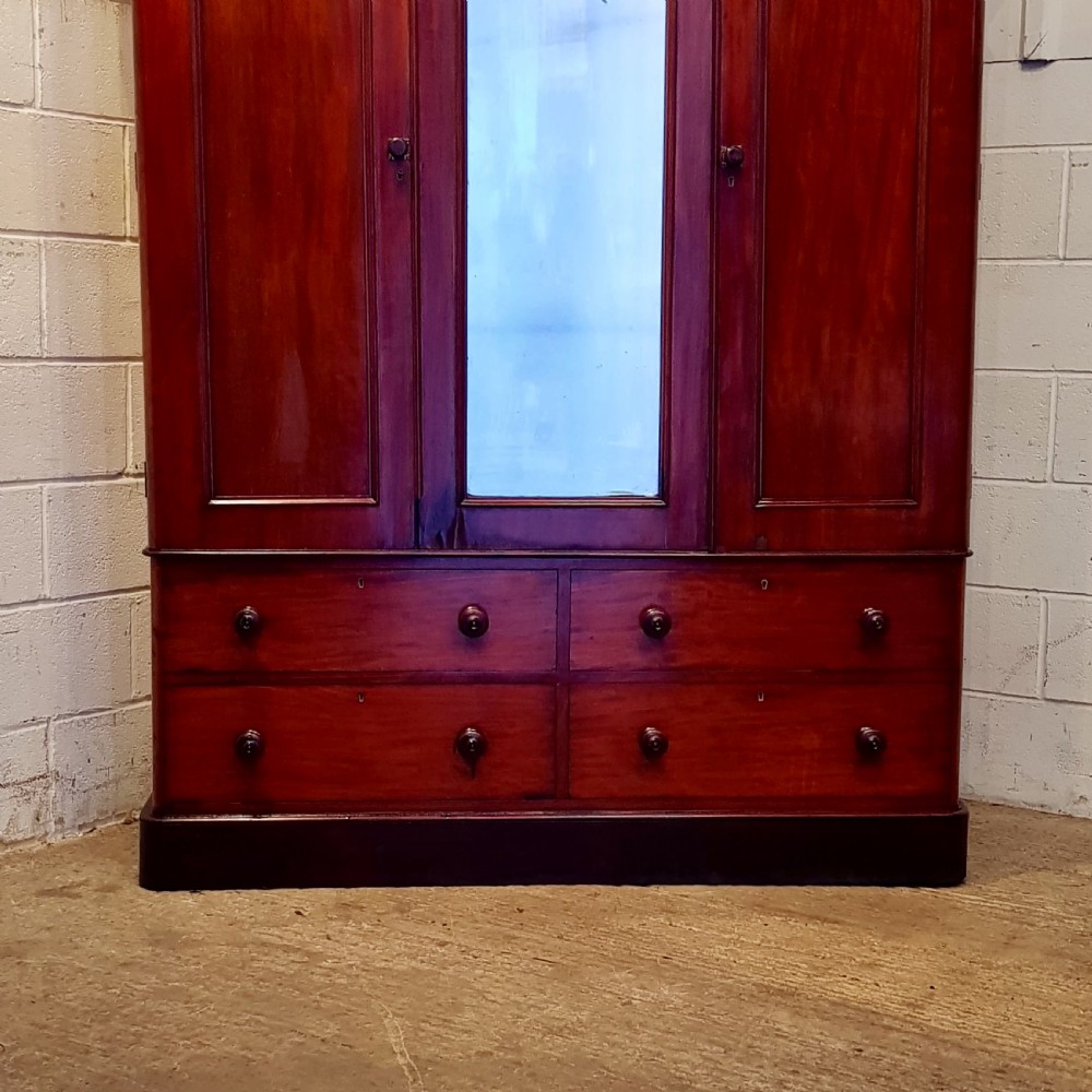 ANTIQUE VICTORIAN MAHOGANY DOUBLE WARDROBE C1880 View IV