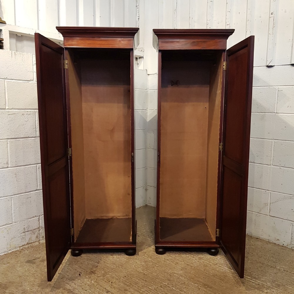 ANTIQUE PAIR REGENCY  MAHOGANY SENTRY BOX SINGLE WARDROBES C1820 View VI