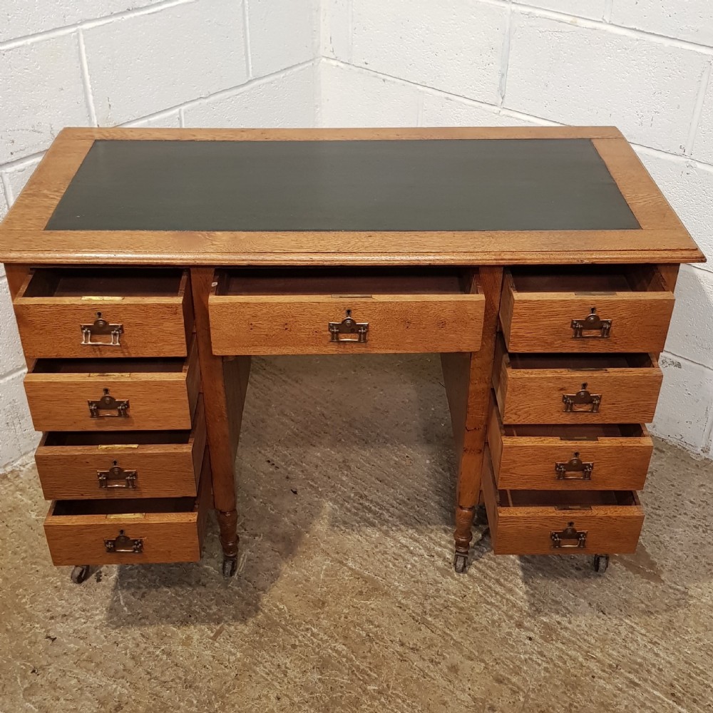 ANTIQUE EDWARDIAN OAK TWIN PEDESTAL DESK C1900 View IV