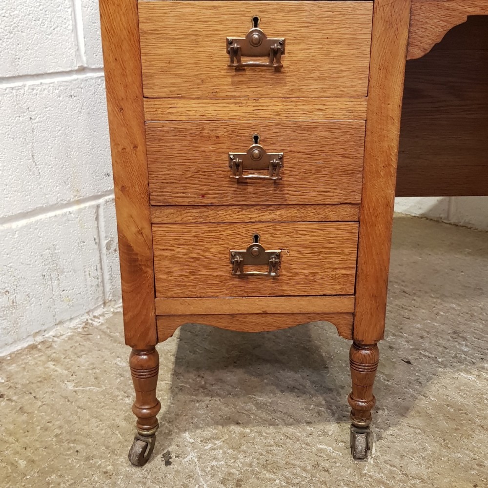ANTIQUE EDWARDIAN OAK TWIN PEDESTAL DESK C1900 View VI