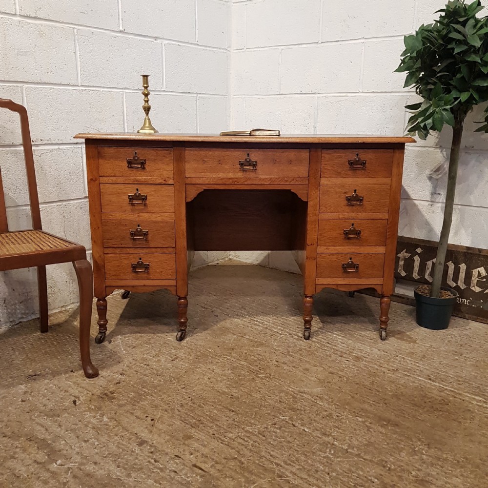 ANTIQUE EDWARDIAN OAK TWIN PEDESTAL DESK C1900 View VII