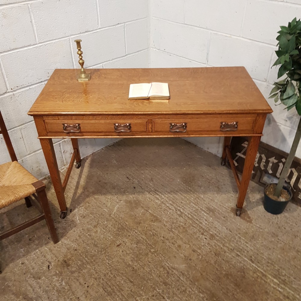 ANTIQUE ARTS & CRAFTS GOLDEN OAK WRITING DESK C1890