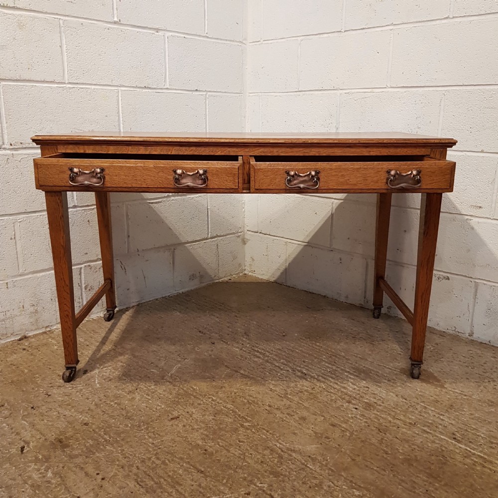 ANTIQUE ARTS & CRAFTS GOLDEN OAK WRITING DESK C1890 View IV