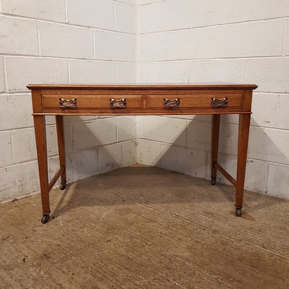 ANTIQUE ARTS & CRAFTS GOLDEN OAK WRITING DESK C1890 View VI