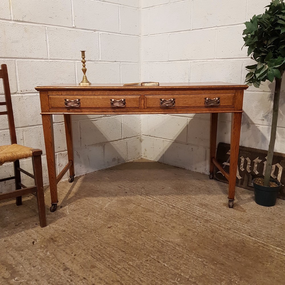 ANTIQUE ARTS & CRAFTS GOLDEN OAK WRITING DESK C1890 View VII