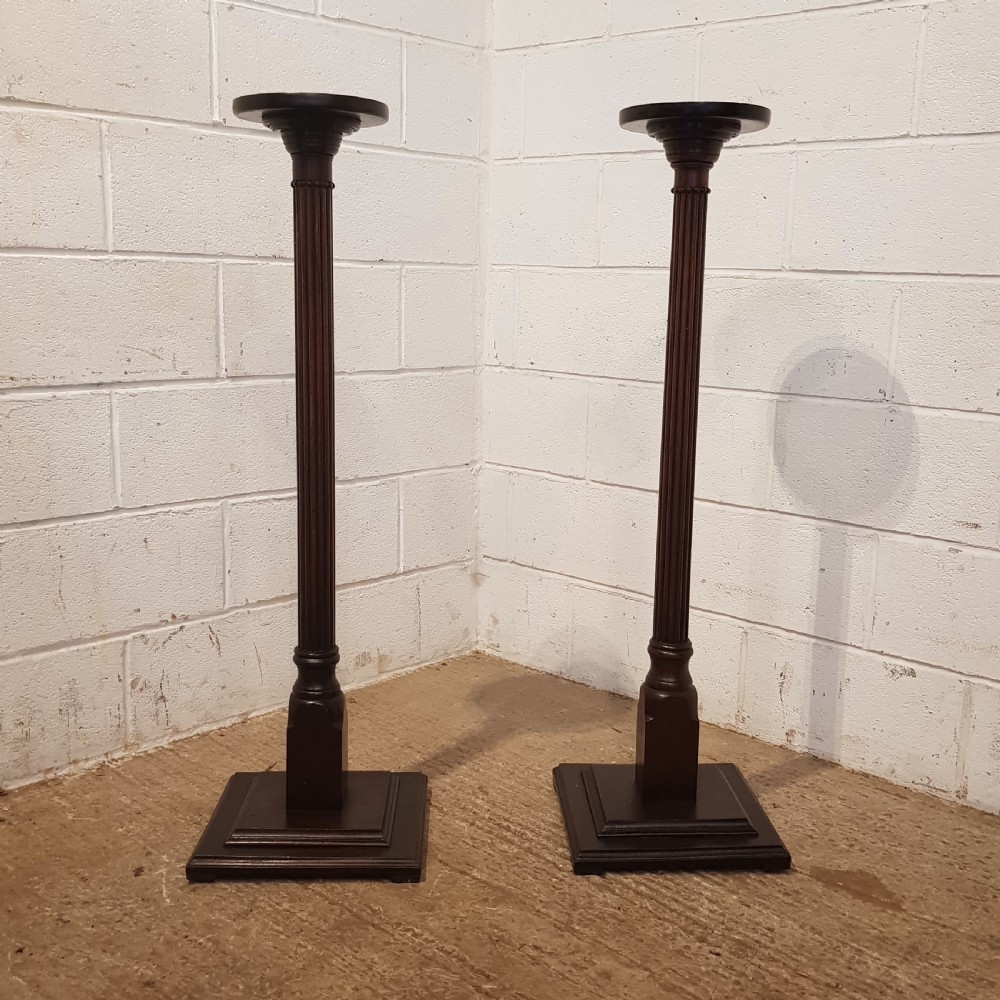 ANTIQUE PAIR VICTORIAN MAHOGANY TORCHERE’S C1880 View V