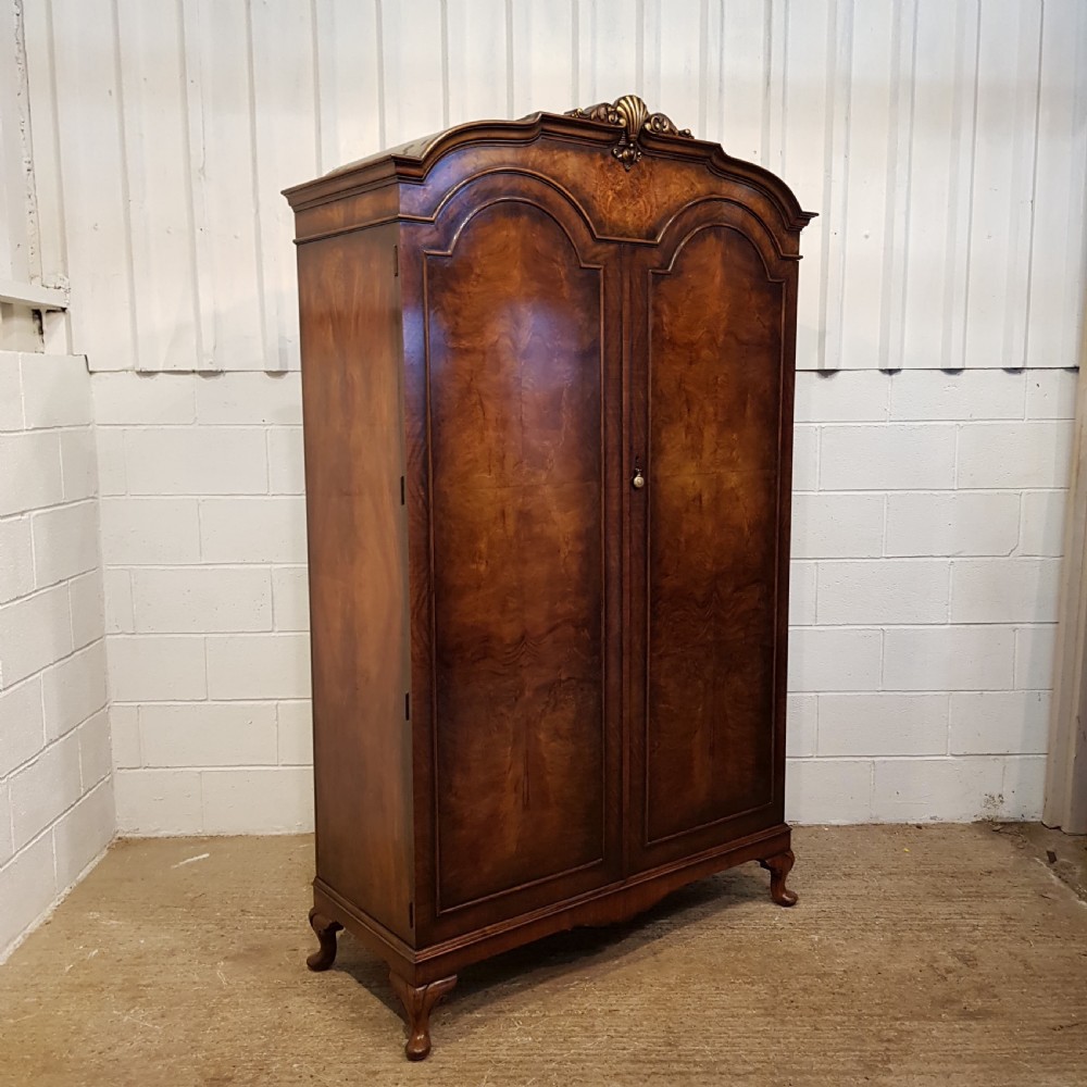 ANTIQUE BURR WALNUT DOUBLE WARDROBE C1920 View II