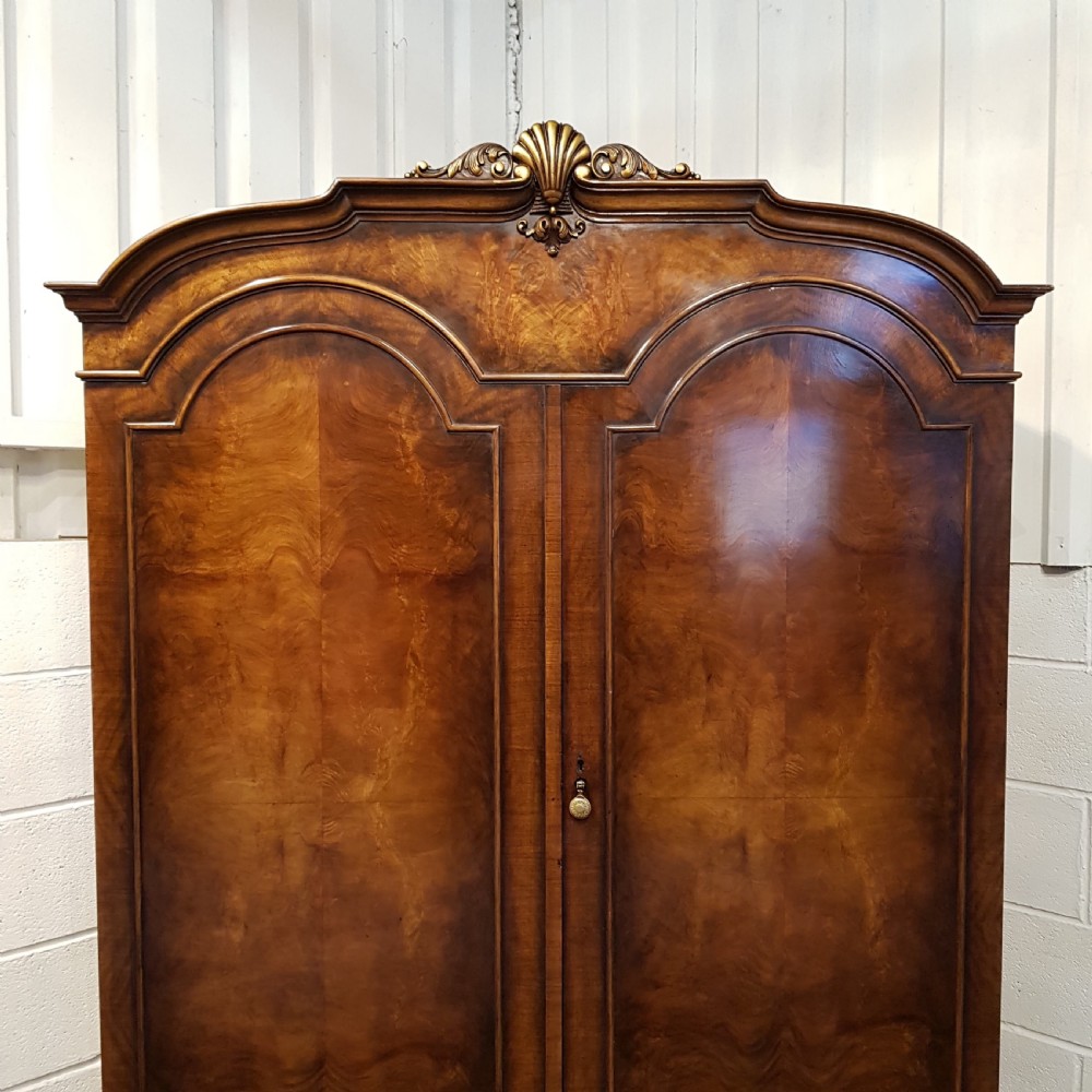 ANTIQUE BURR WALNUT DOUBLE WARDROBE C1920 View V