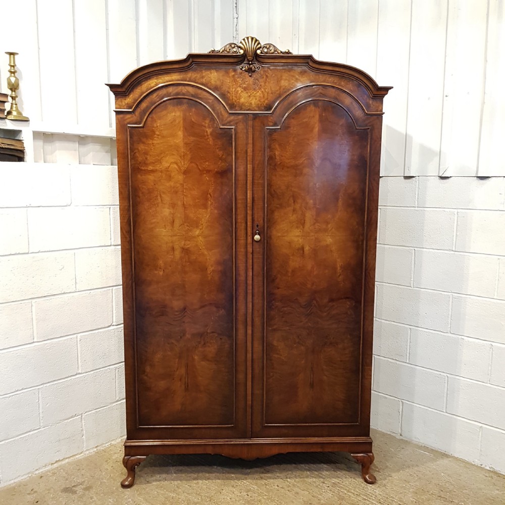 ANTIQUE BURR WALNUT DOUBLE WARDROBE C1920 View VI