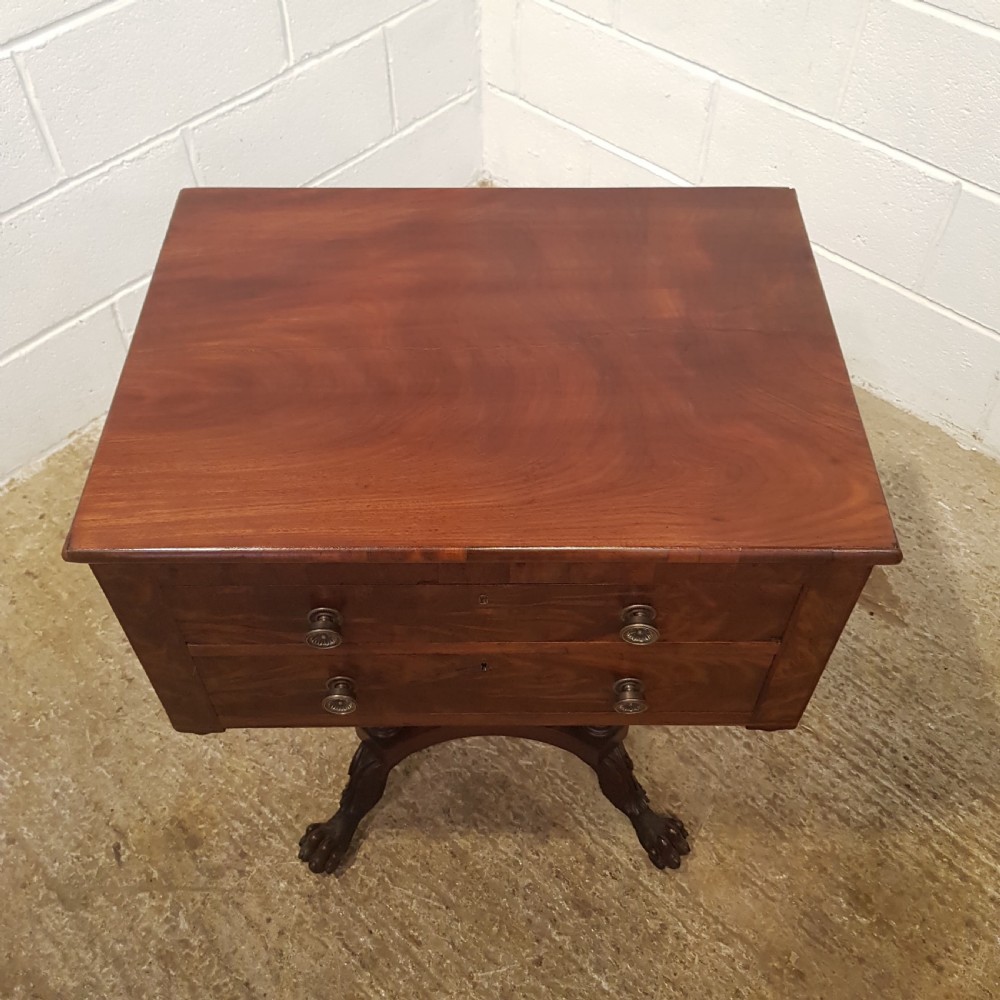 ANTIQUE WILLIAM 1V MAHOGANY WORK TABLE  C1830 View III