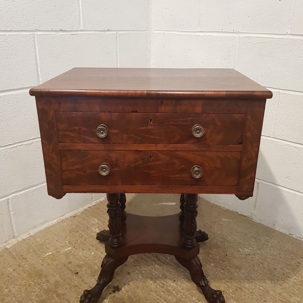 ANTIQUE WILLIAM 1V MAHOGANY WORK TABLE  C1830 View IV