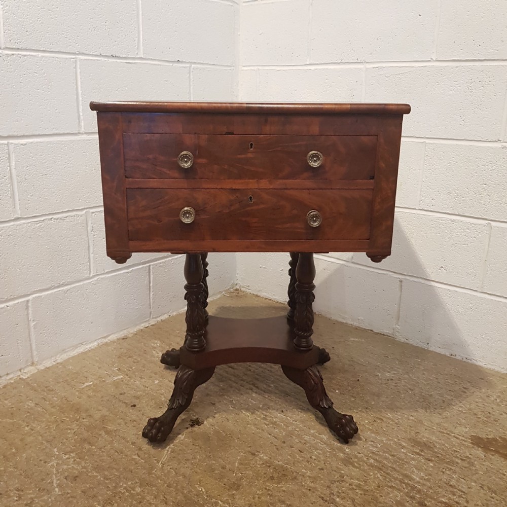 ANTIQUE WILLIAM 1V MAHOGANY WORK TABLE  C1830 View V