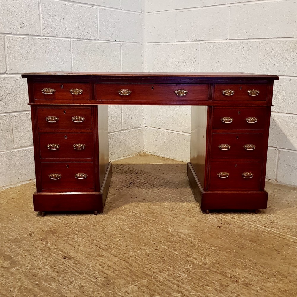 ANTIQUE LATE VICTORIAN MAHOGANY PEDESTAL DESK C1890 View VII