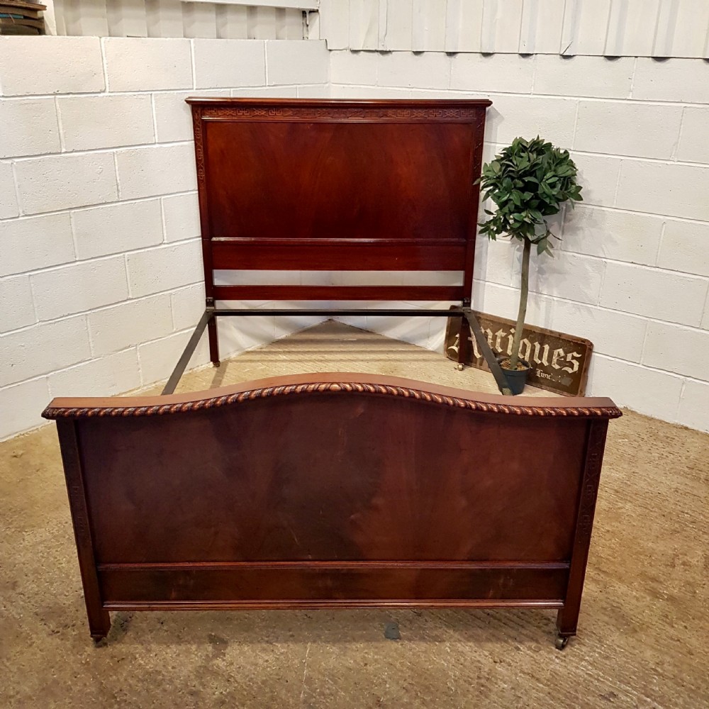 ANTIQUE EDWARDIAN CHIPPENDALE MAHOGANY DOUBLE BED C1900