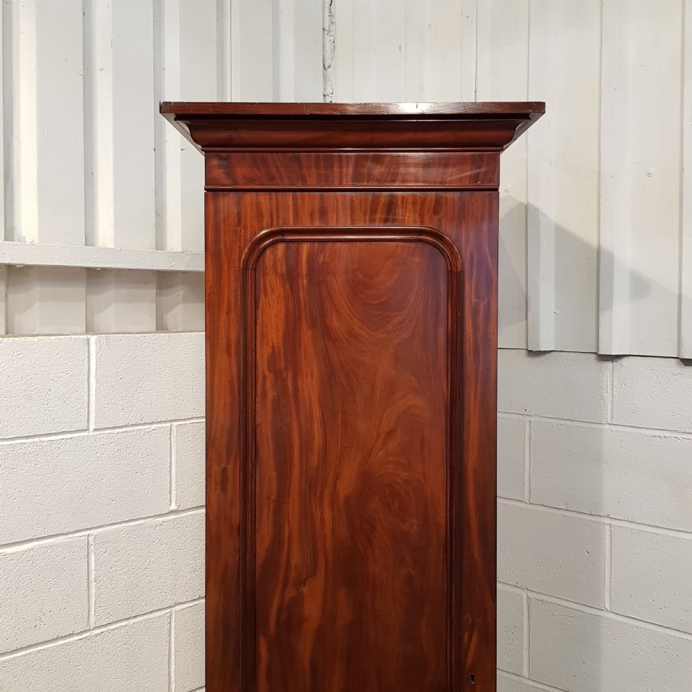 ANTIQUE PAIR VICTORIAN FLAMED MAHOGANY SENTRY WARDROBES C1880 View III