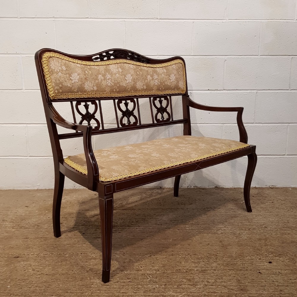 ANTIQUE EDWARDIAN MAHOGANY SALON SOFA C1900