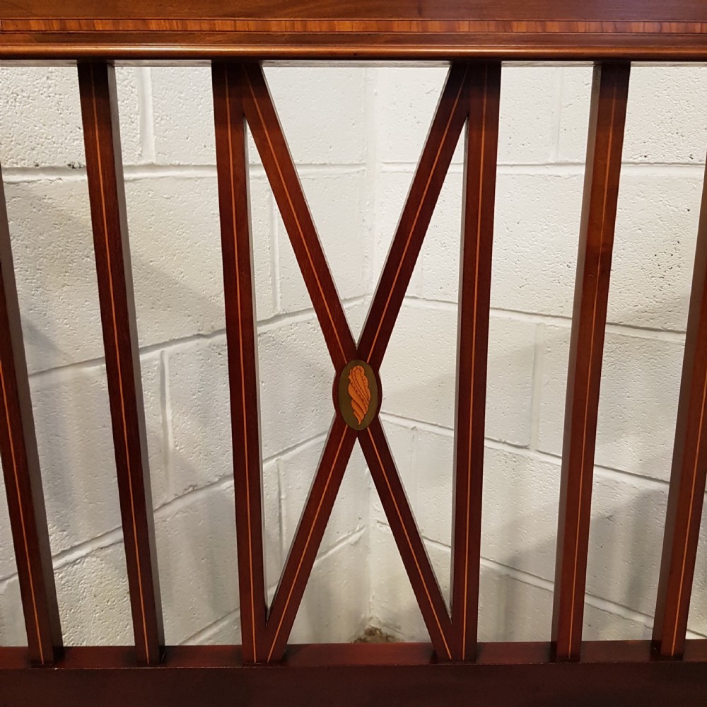 ANTIQUE EDWARDIAN REGENCY INLAID MAHOGANY KING SIZE BED c1900 View III