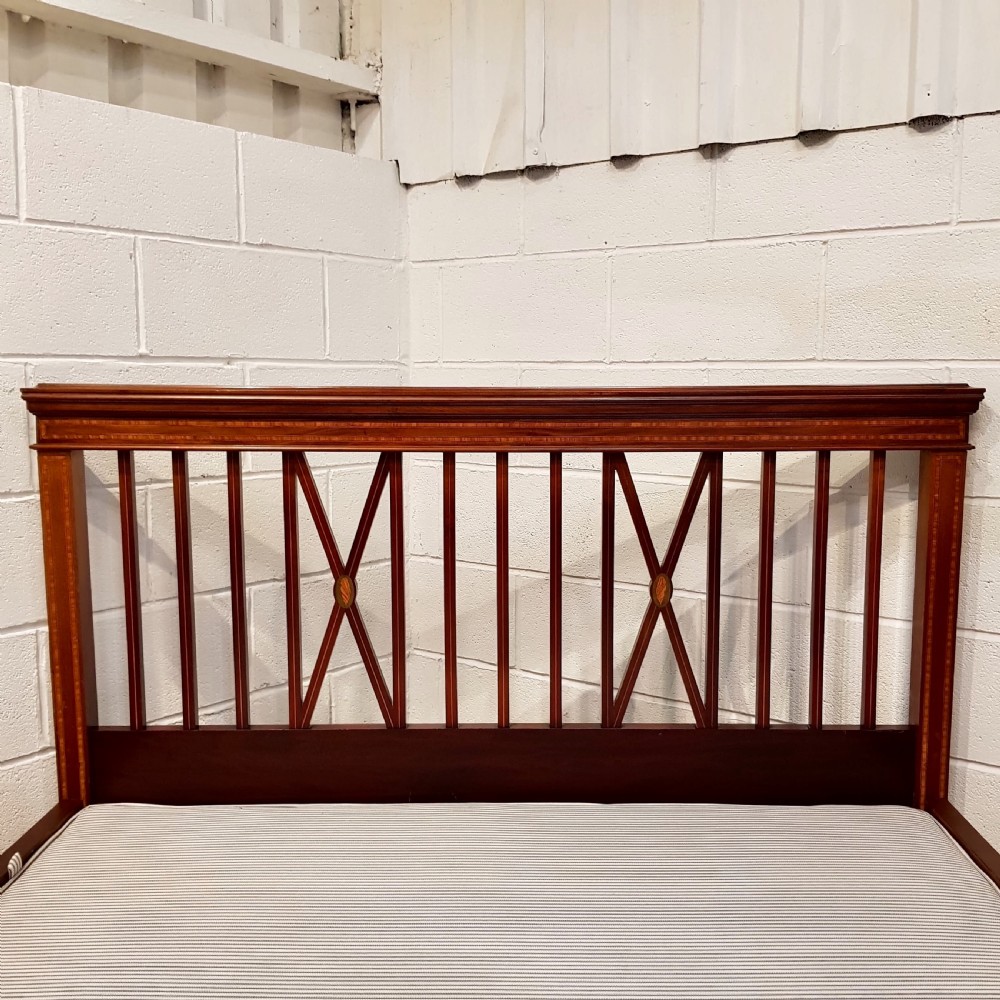 ANTIQUE EDWARDIAN REGENCY INLAID MAHOGANY KING SIZE BED c1900 View VII