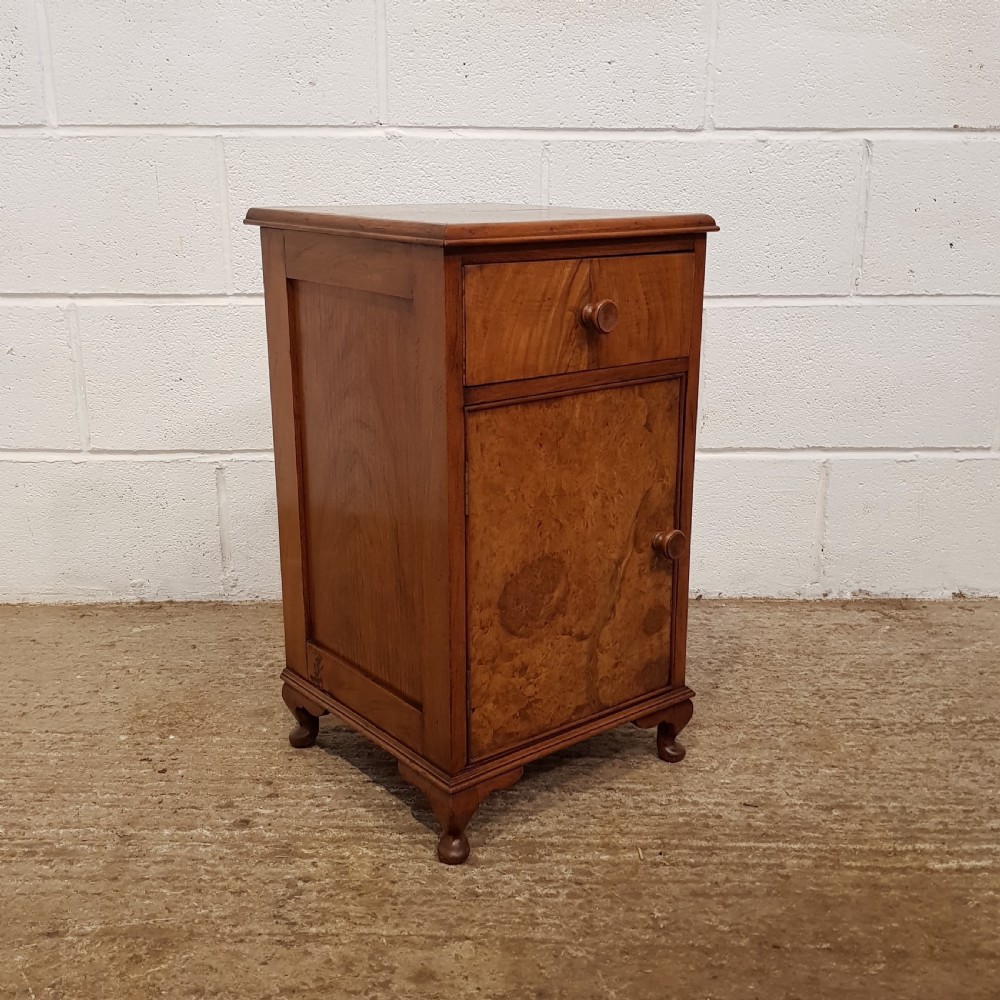 ANTIQUE PAIR ART DECO BURR WALNUT BEDSIDE CABINETS C1920 View V