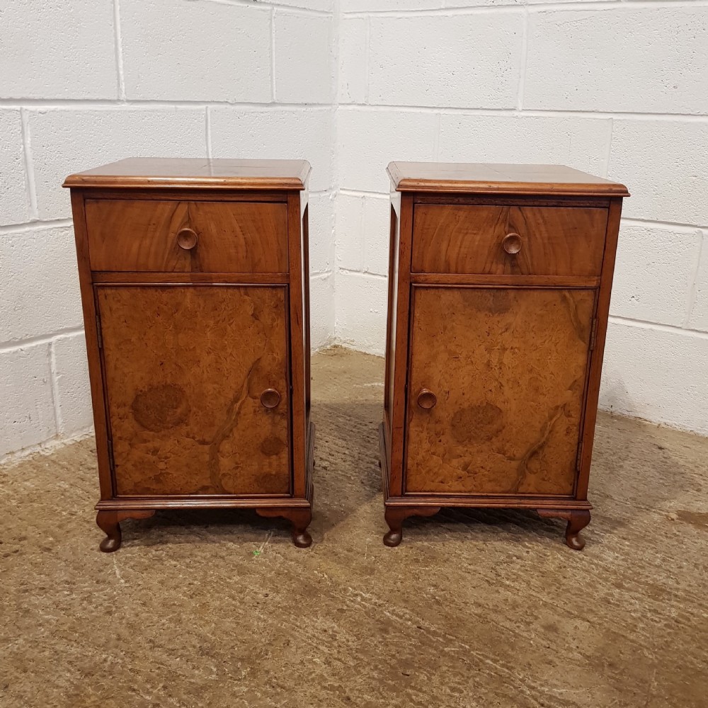 ANTIQUE PAIR ART DECO BURR WALNUT BEDSIDE CABINETS C1920 View VI