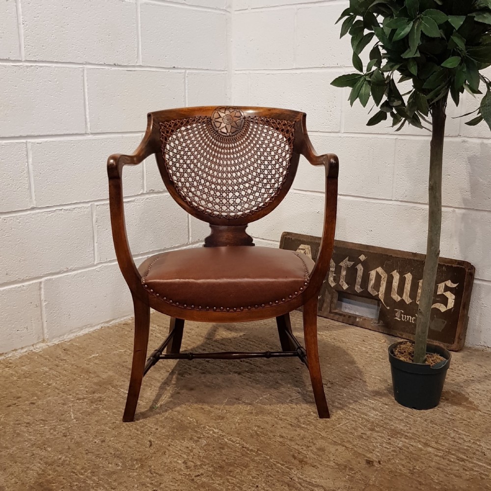 ANTIQUE EDWARDIAN WALNUT FRAMED SALON CHAIR C1900