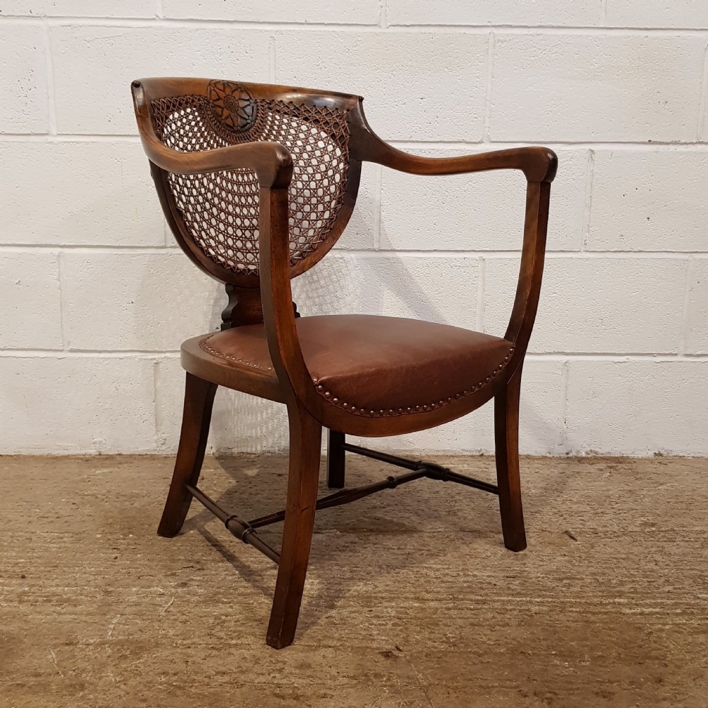 ANTIQUE EDWARDIAN WALNUT FRAMED SALON CHAIR C1900 View III