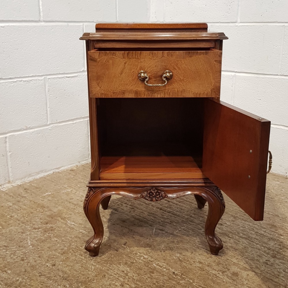 ANTIQUE PAIR BURR WALNUT BEDSIDE CABINETS C1920 View III