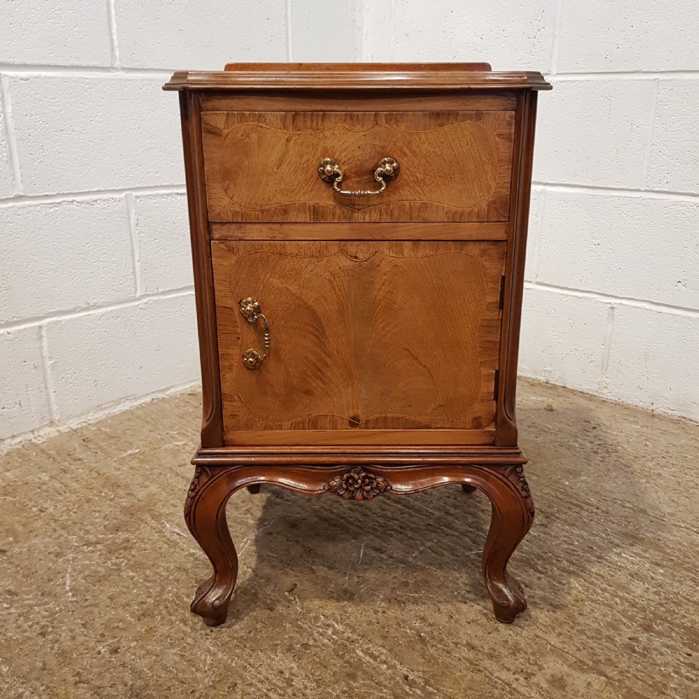 ANTIQUE PAIR BURR WALNUT BEDSIDE CABINETS C1920 View VI