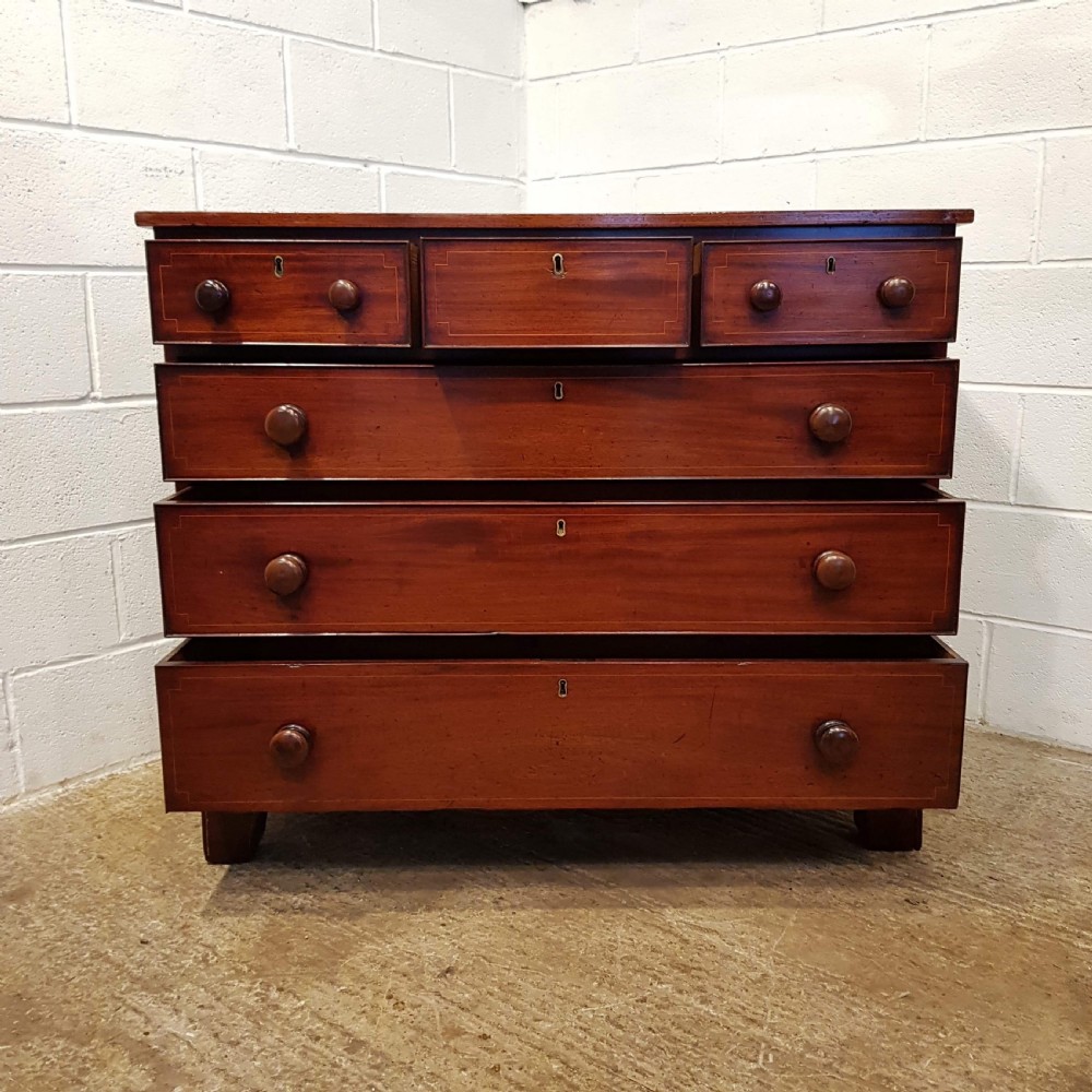 ANTIQUE REGENCY MAHOGANY CHEST OF DRAWERS C1820 View V