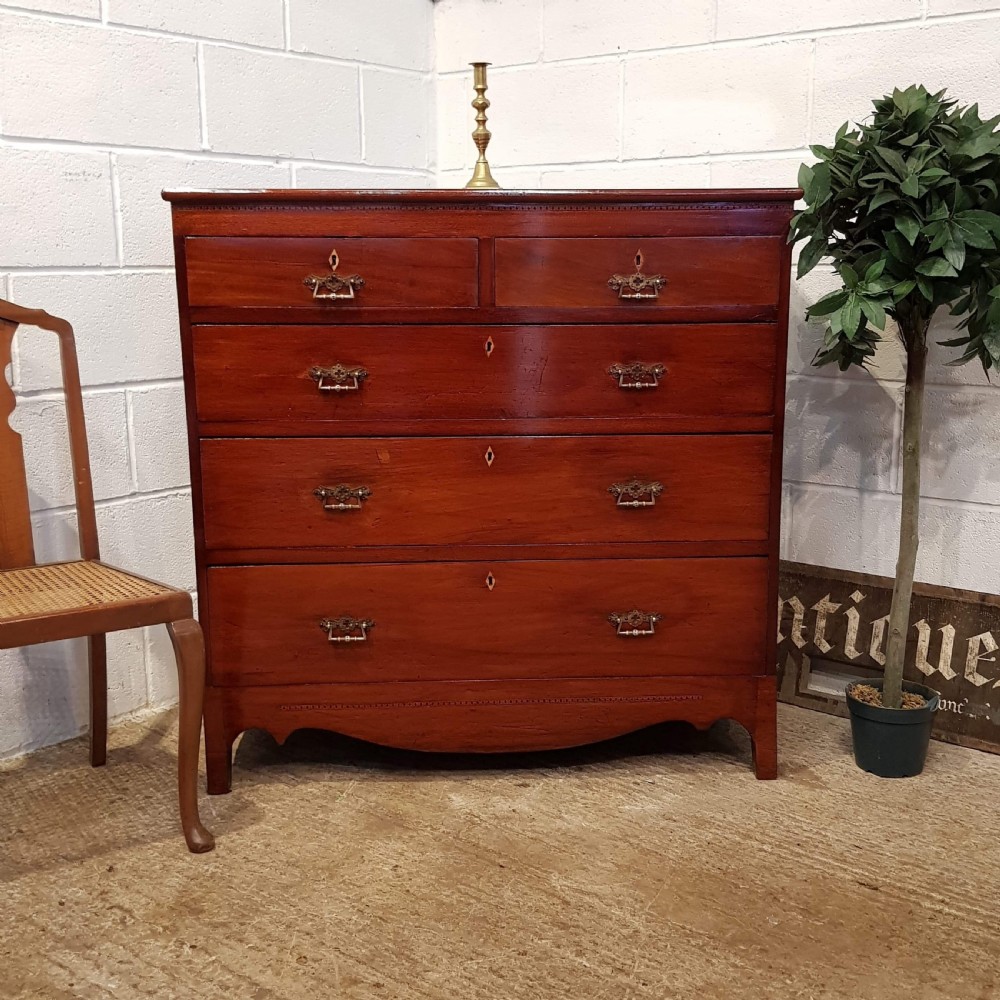 ANTIQUE VICTORIAN MAHOGANY CHEST OF DRAWERS C1880