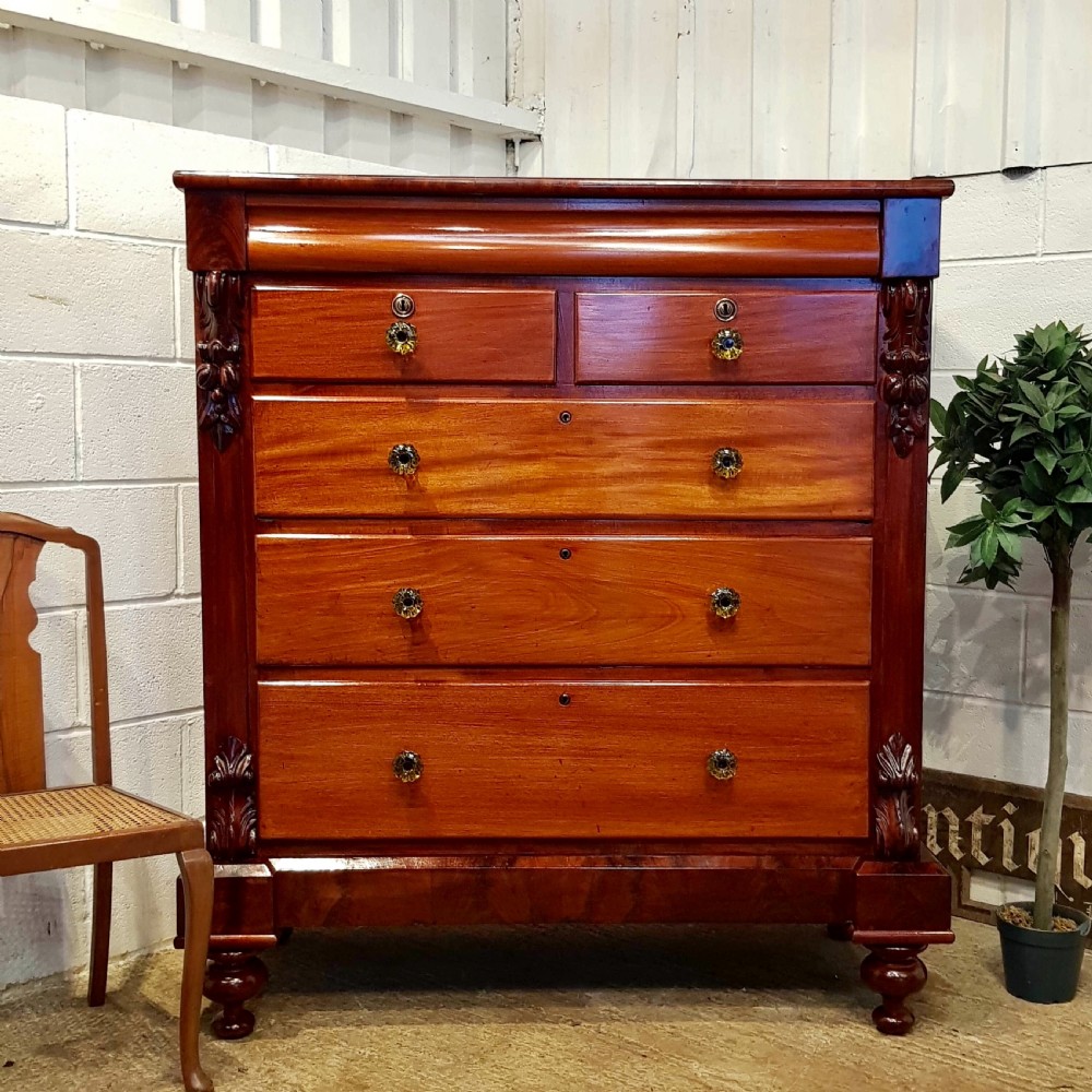 ANTIQUE VICTORIAN MAHOGANY SCOTCH CHEST C1880