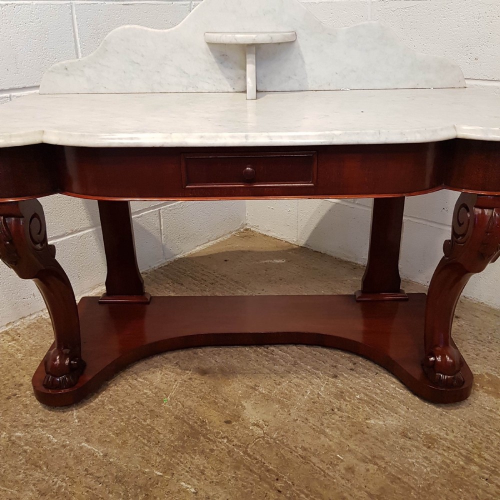 ANTIQUE VICTORIAN MAHOGANY MARBLE TOP DUCHESSE WASHSTAND C1870 View III
