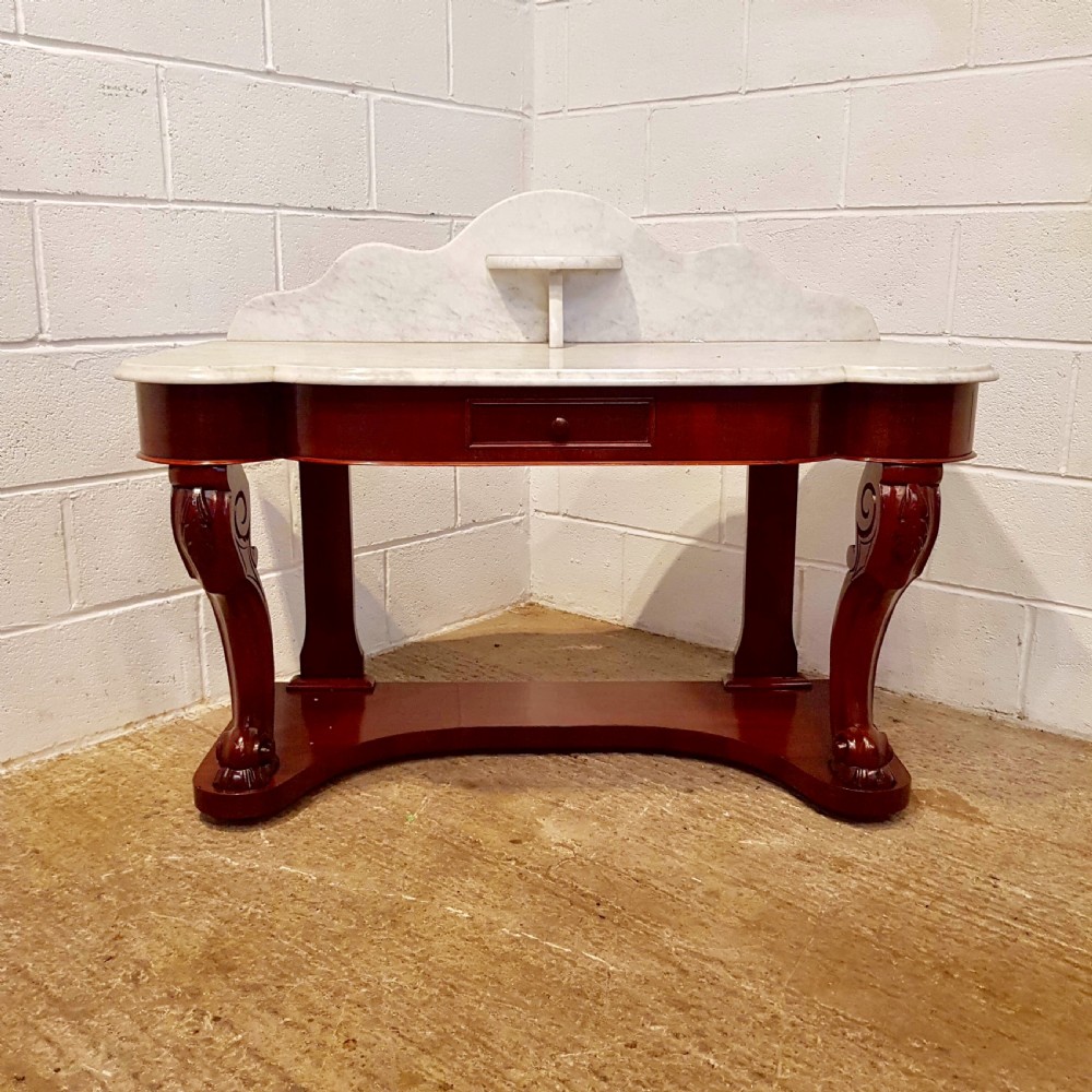ANTIQUE VICTORIAN MAHOGANY MARBLE TOP DUCHESSE WASHSTAND C1870 View IV