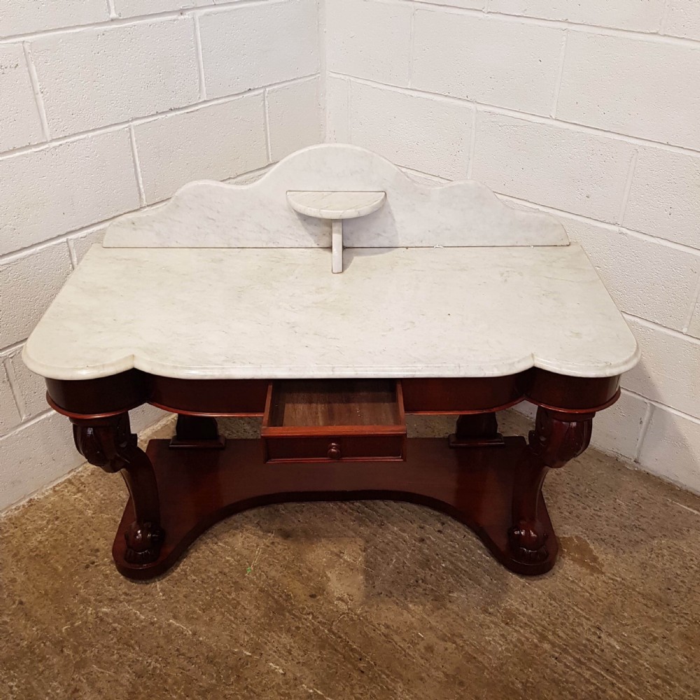 ANTIQUE VICTORIAN MAHOGANY MARBLE TOP DUCHESSE WASHSTAND C1870 View V