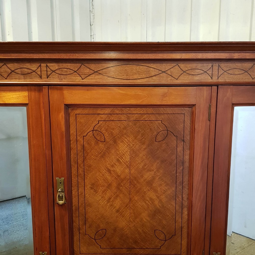 ANTIQUE EDWARDIAN INLAID MAHOGANY TRIPLE WARDROBE  C1900  View IV