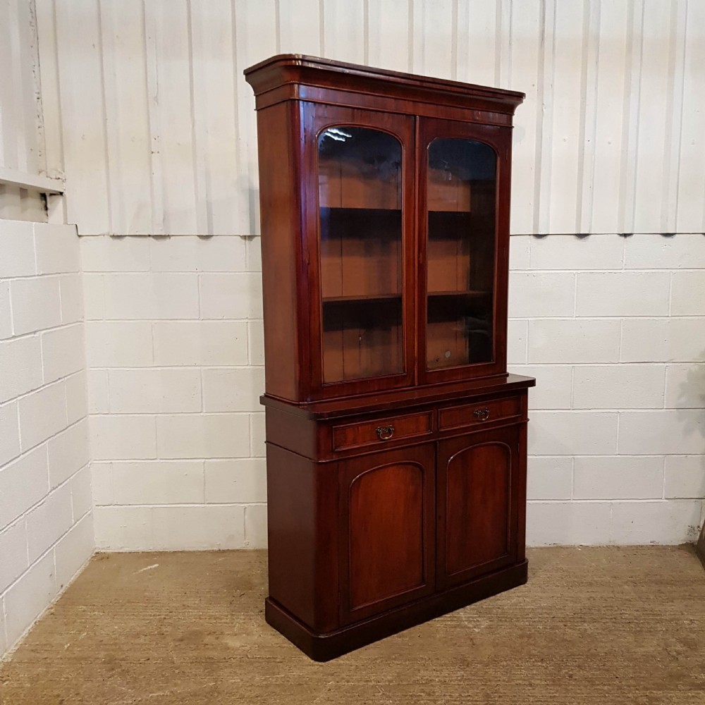 ANTIQUE VICTORIAN GLAZED MAHOGANY LIBRARY BOOKCASE C1880 View II