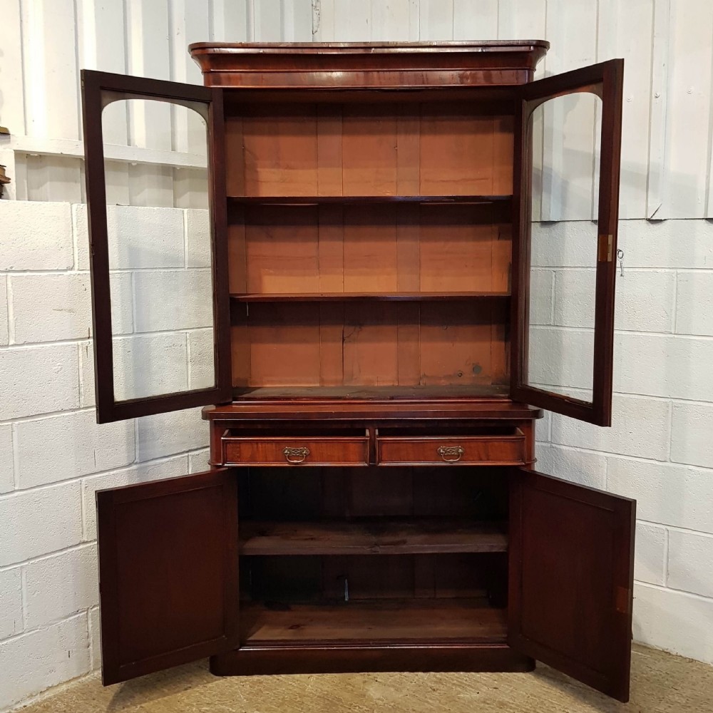 ANTIQUE VICTORIAN GLAZED MAHOGANY LIBRARY BOOKCASE C1880 View III