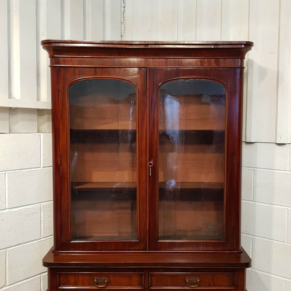 ANTIQUE VICTORIAN GLAZED MAHOGANY LIBRARY BOOKCASE C1880 View V