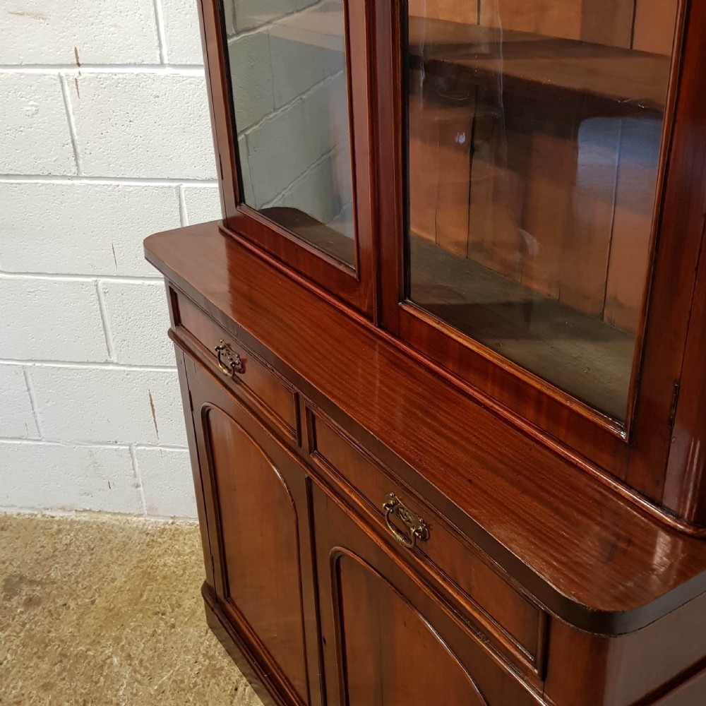 ANTIQUE VICTORIAN GLAZED MAHOGANY LIBRARY BOOKCASE C1880 View VI