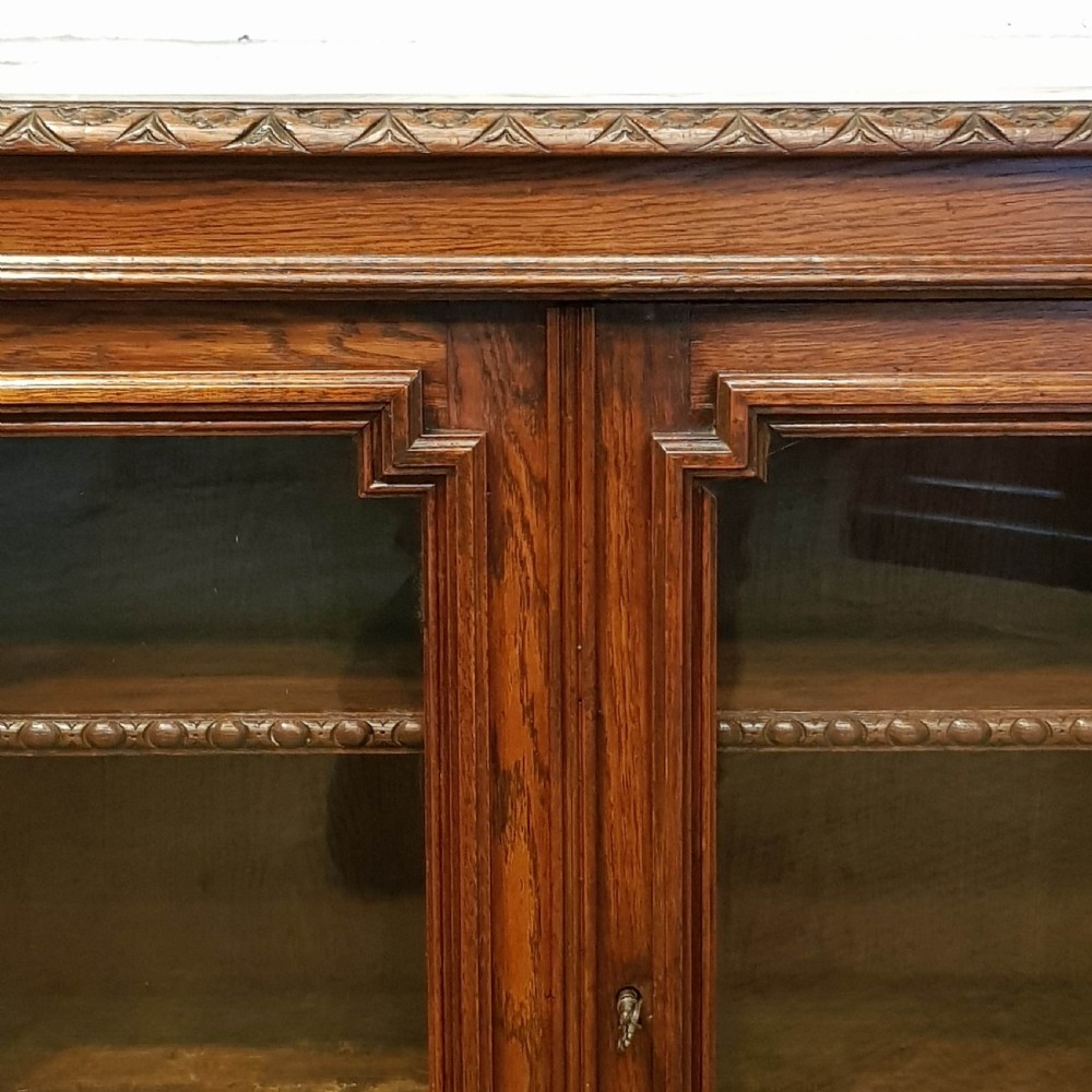 ANTIQUE VICTORIAN GLAZED OAK BOOKCASE CABINET C1880 View III