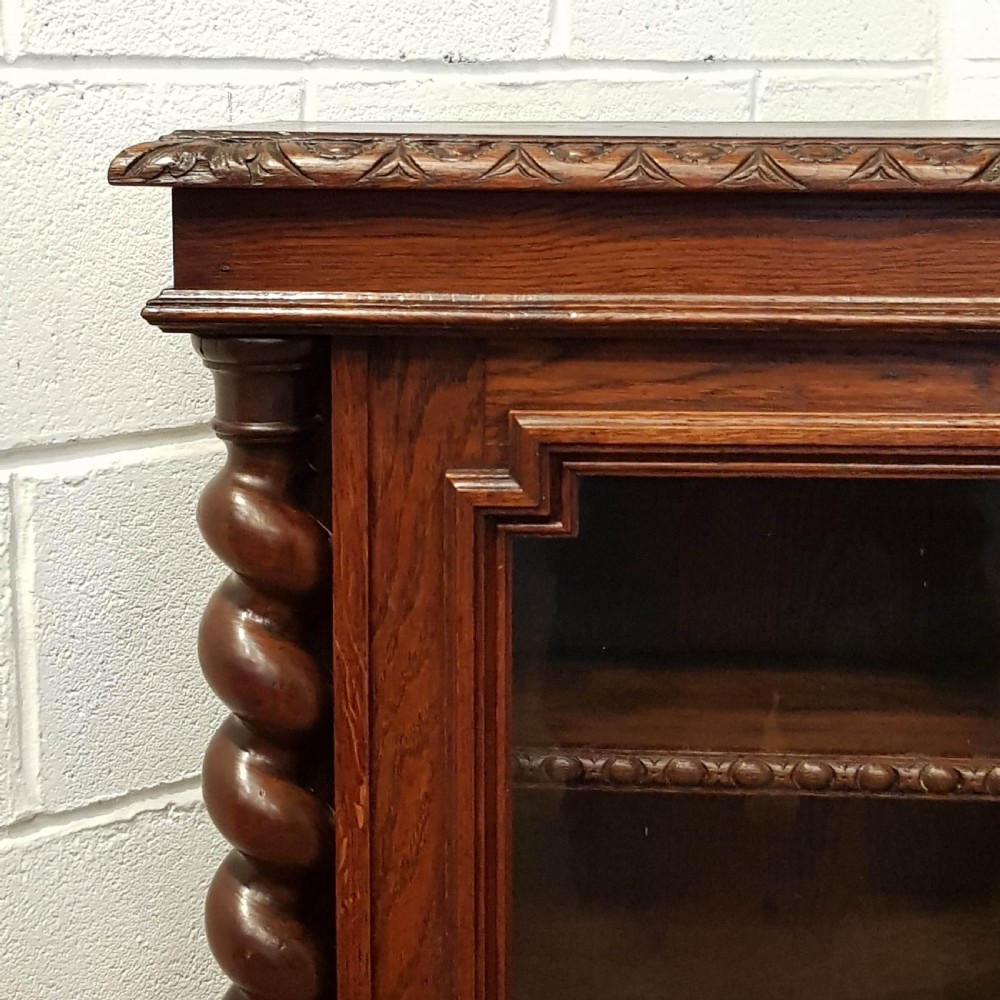 ANTIQUE VICTORIAN GLAZED OAK BOOKCASE CABINET C1880 View VI