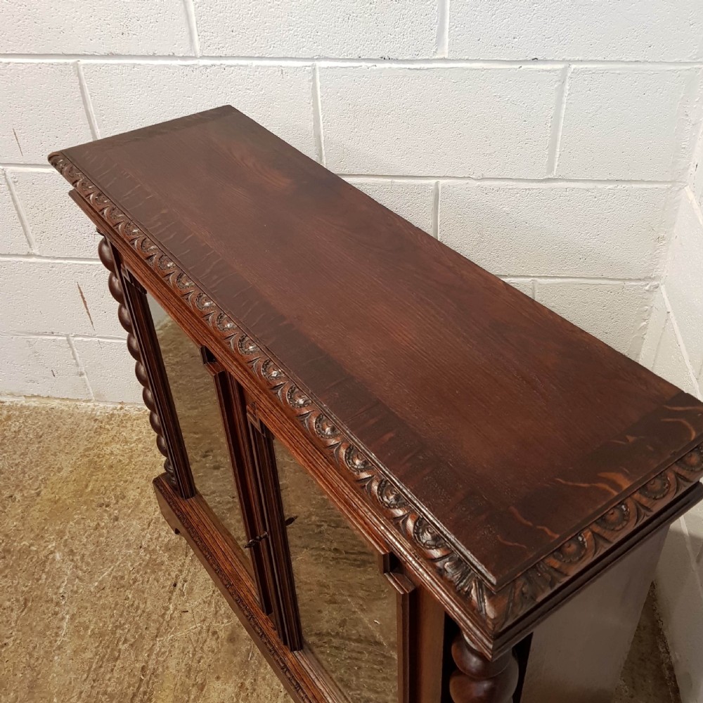 ANTIQUE VICTORIAN GLAZED OAK BOOKCASE CABINET C1880 View IX