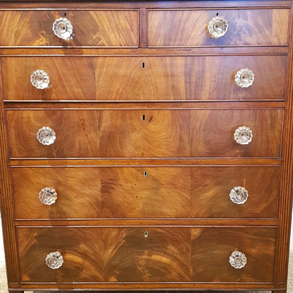 ANTIQUE LATE 19TH CENTURY FLAMED MAHOGANY CHEST OF DRAWERS C1890 View IV
